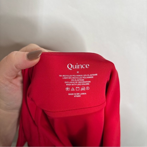 Quince Italian Plunge One-Piece Swimsuit Cherry Red size Medium - Picture 7 of 10